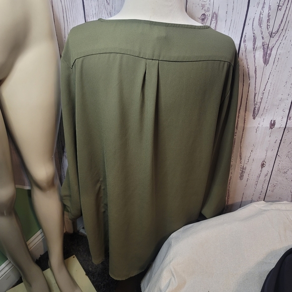 Tacera Olive Green Blouse With a Zipper style look - Picture 7 of 7